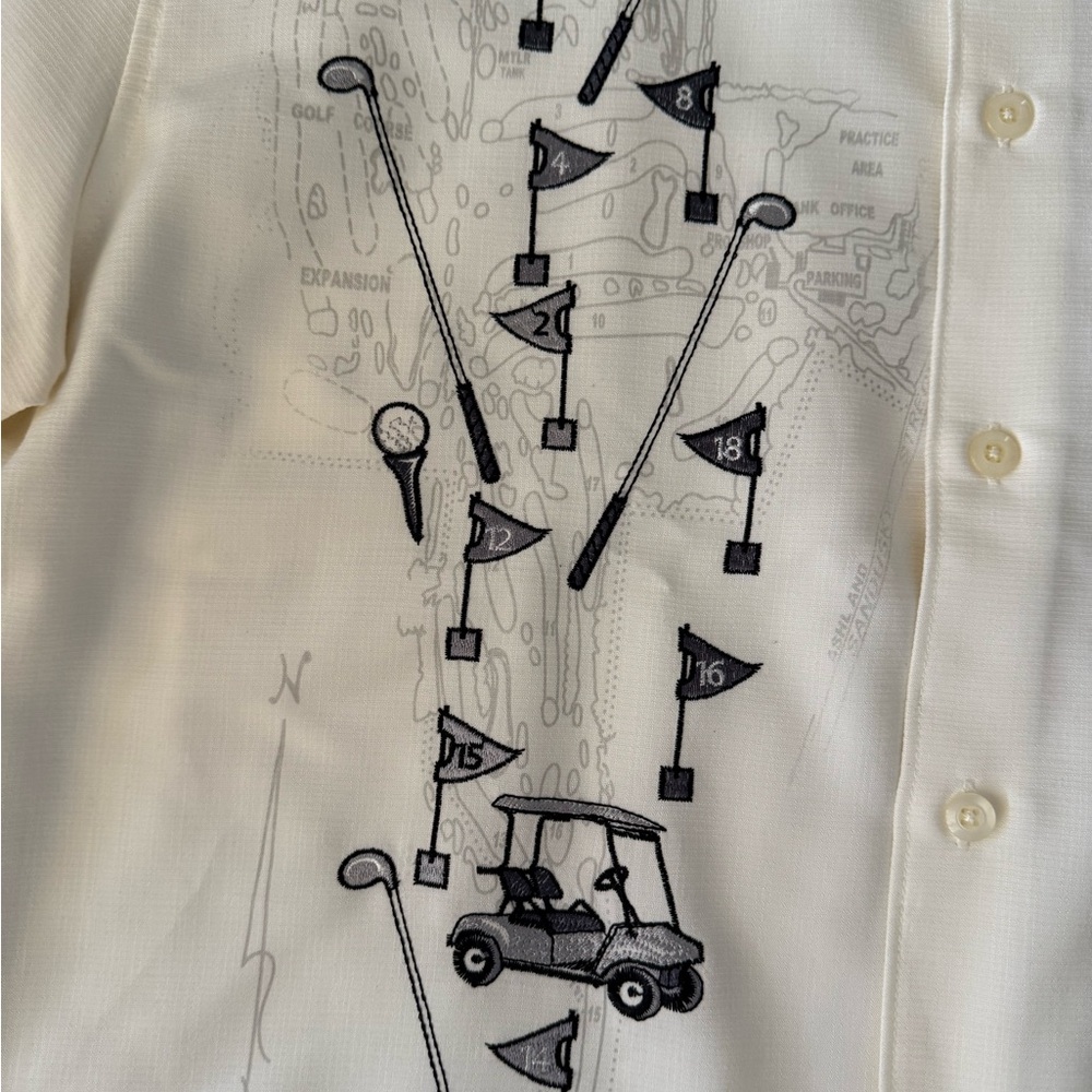 Axis LA Men’s Golf Themed Embroidered Button Down Shirt Size Large